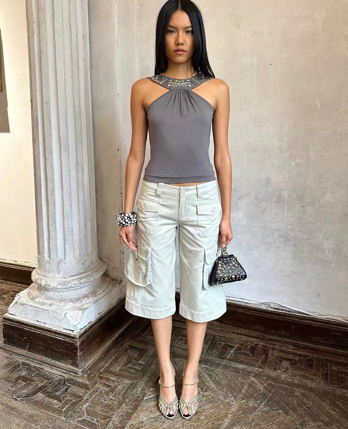 HOL!DAY Studded 2 Way Draped Top