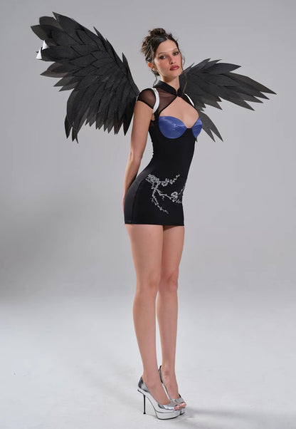Bum Studios Satin Cup Cheongsam Mini Dress