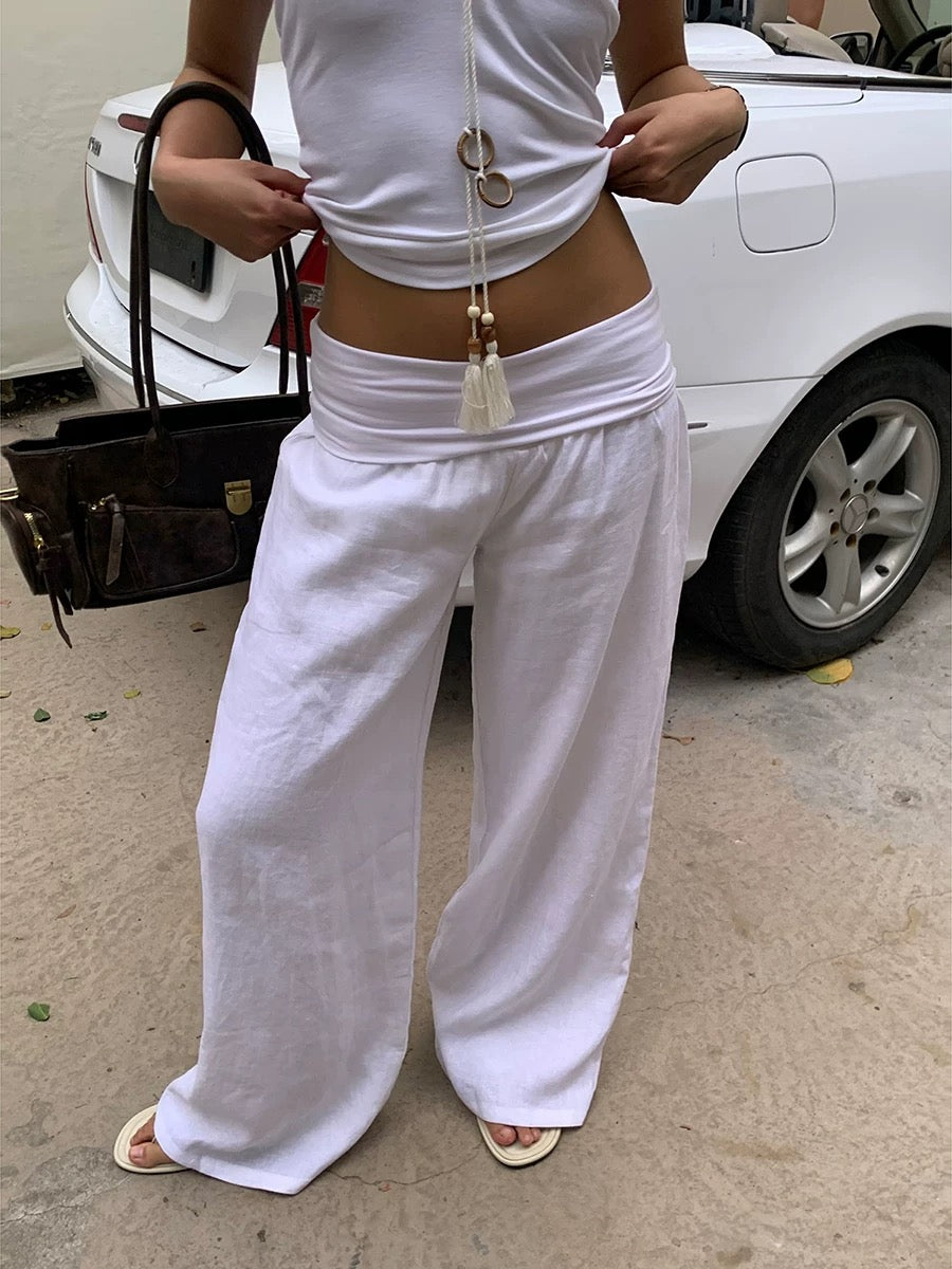 Low-Rise Soft Waist Wide Leg Trousers