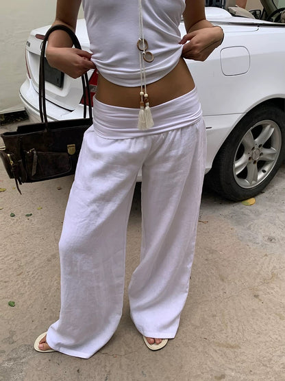 Low-Rise Soft Waist Wide Leg Trousers