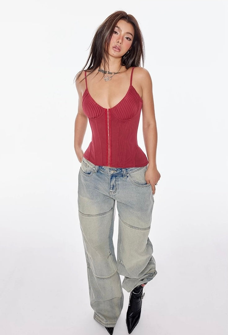 Bum Studio Corset Top with Lace Up Back