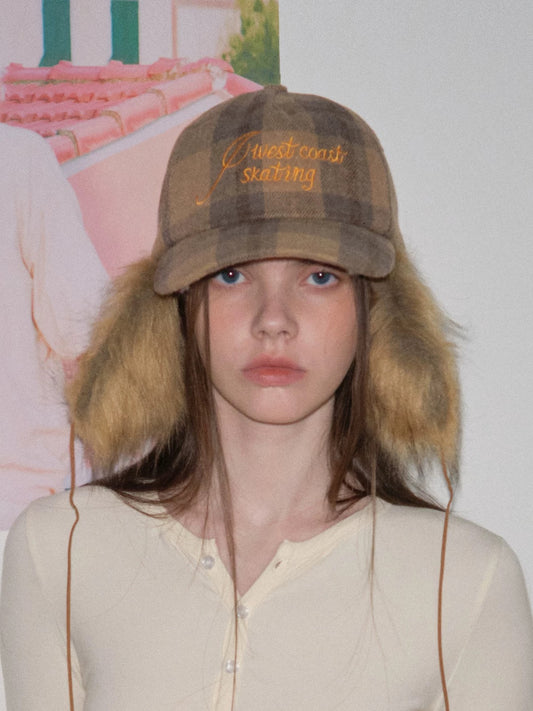 Plaid Faux Fur Trapper Cap