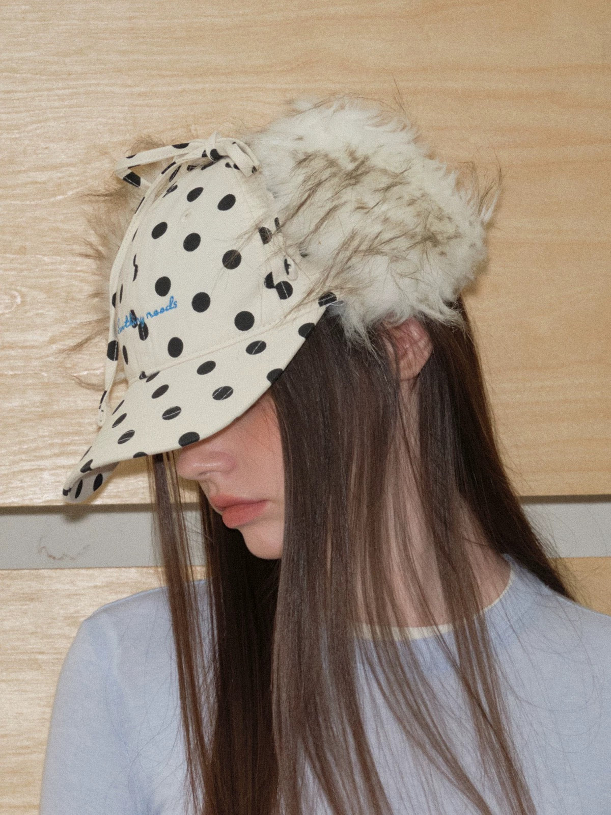 (Pre-Order) Polka Dot Faux Fur Trapper Cap