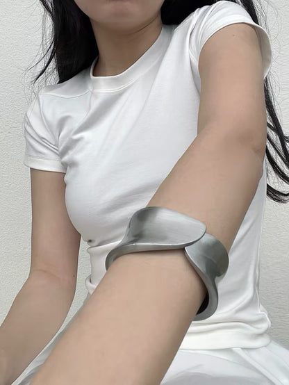 Sculptural Wave Wide Cuff Bracelet