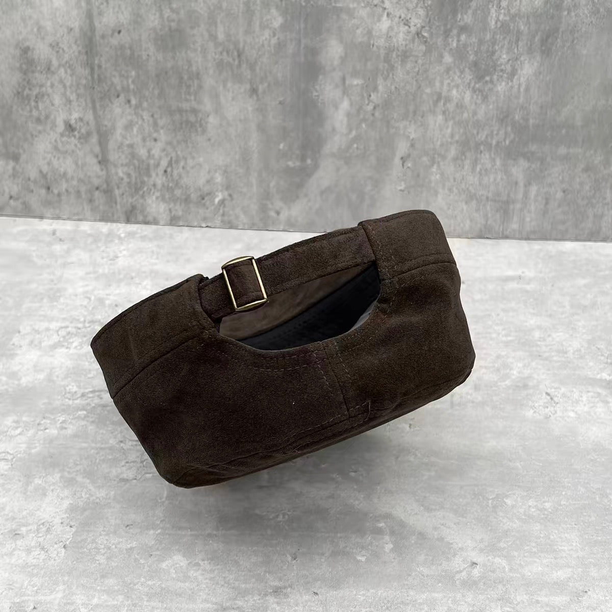 Buckled Suede-Look Cadet Cap