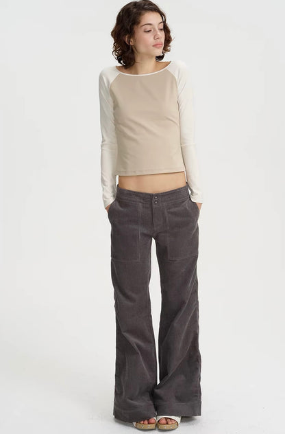 SOLWEIGE Retro Corduroy Low Rise Trousers