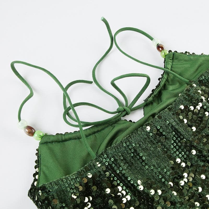 Green Beaded Sequin Top