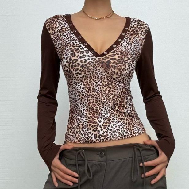 Leopard Print Hooded Top