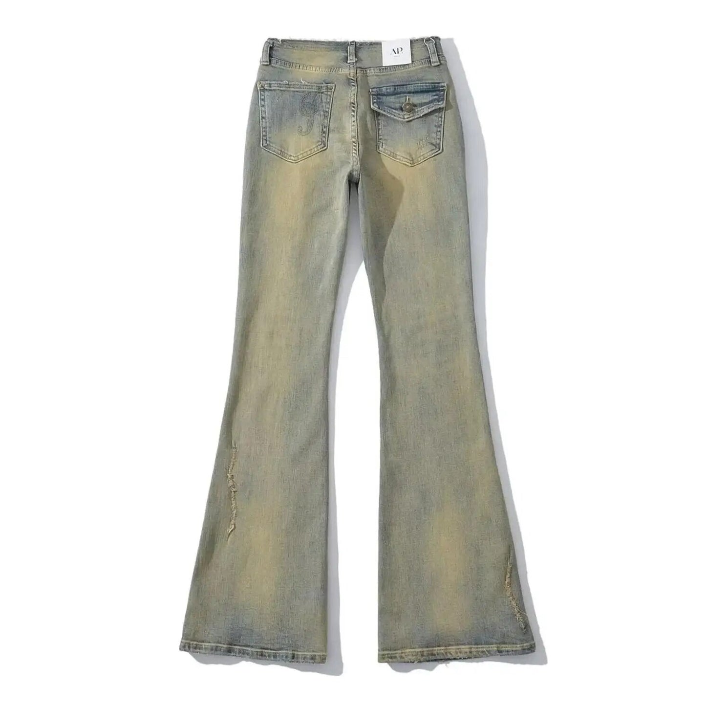 Acid Wash Slim Fit Flare Jeans