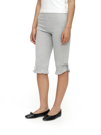 Ruched Hem Jersey Capri Leggings