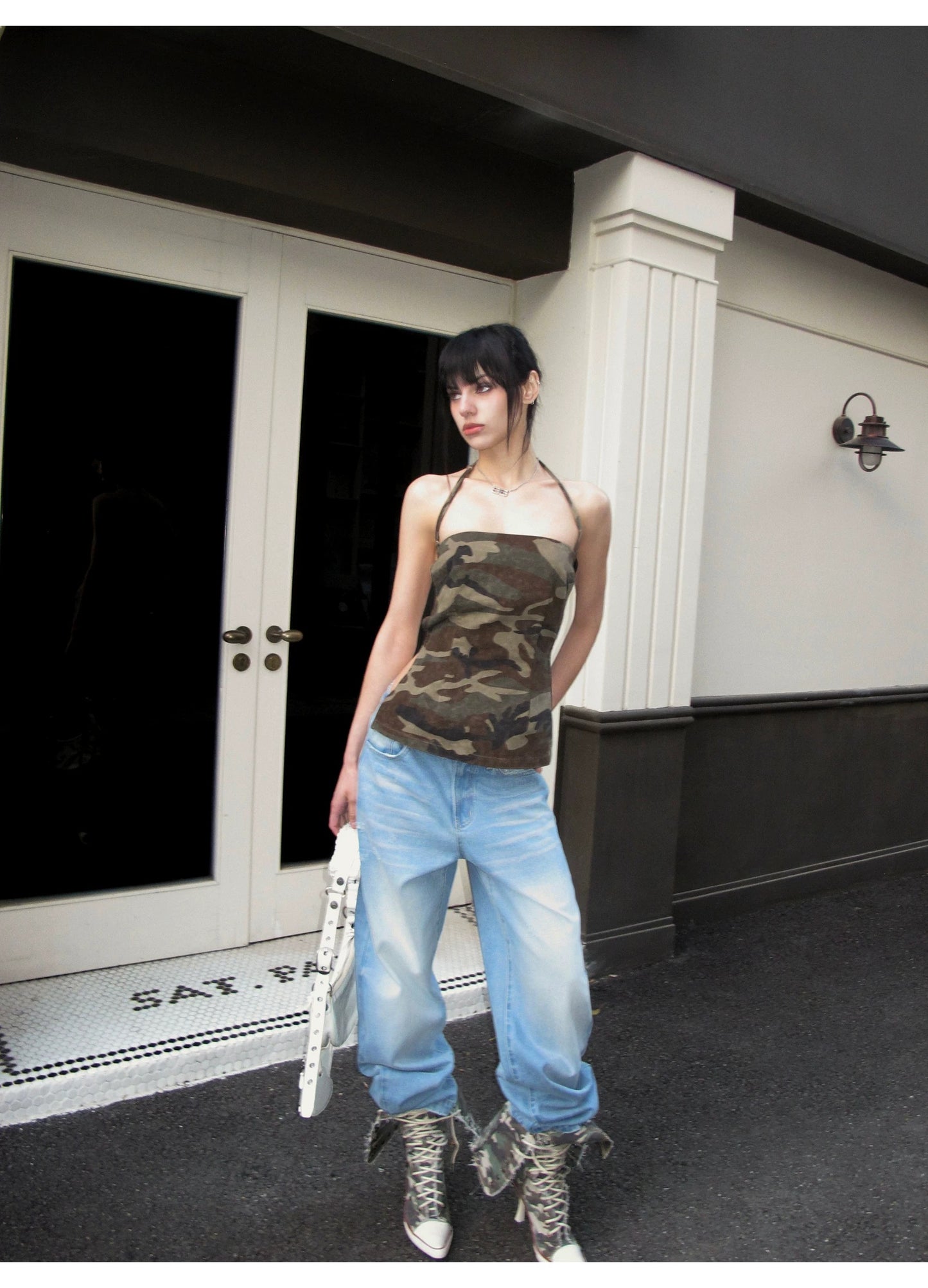 0122stepll Camo Halter Top