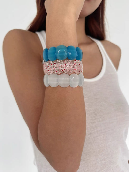 Chunky Curved Elastic Bead Stretch Bracelet