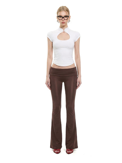 Cut Out Mandarin Collar Top