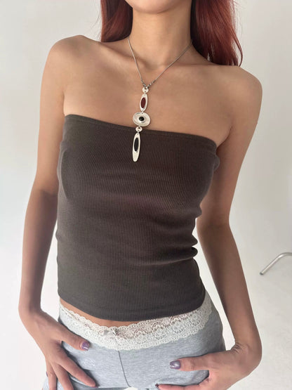 Vintage Style Silver Long Pendant Necklace