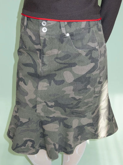 FunkyFun 카모 피쉬테일 미디 스커트