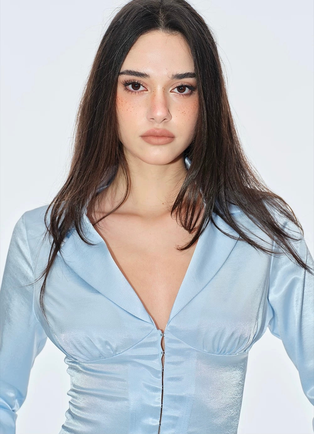 Bum Studios Ice Blue Corset Satin Shirt