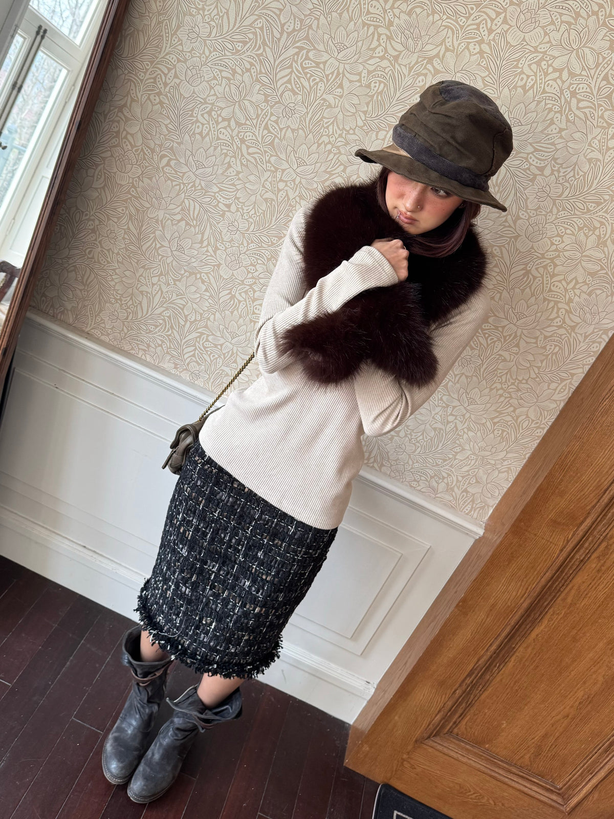 Andivogels Shimmering Tweed Midi Skirt