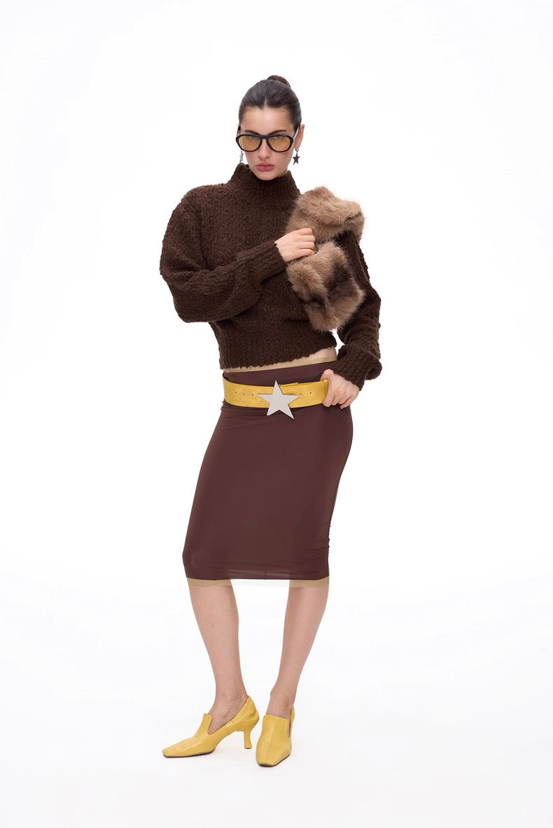 BlingCharm Yellow Faux Leather Star Belt