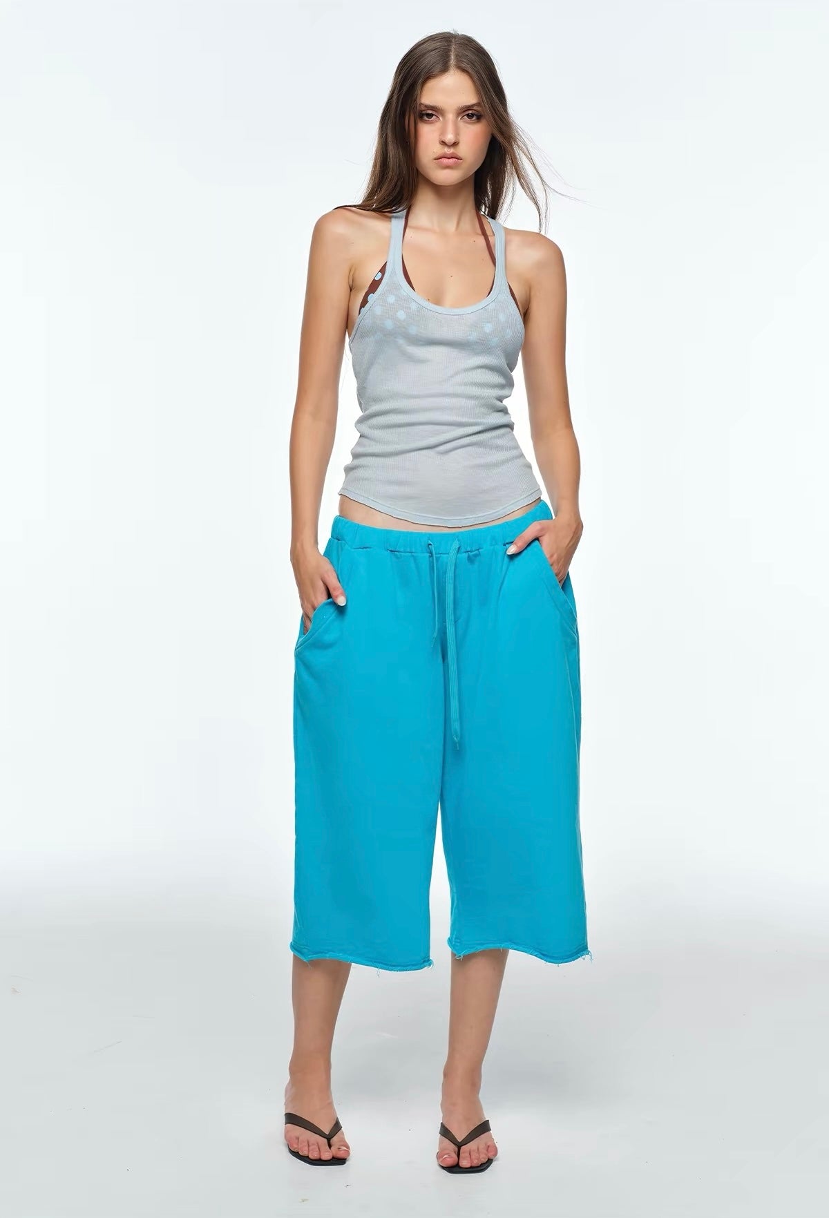 Bum Studios Oversized Raw Hem Fleece Bermuda Shorts