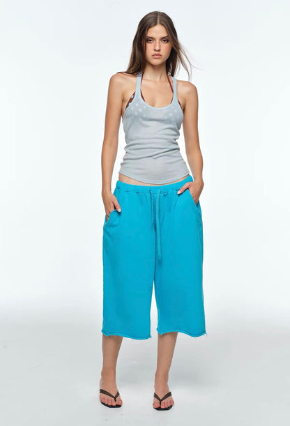Bum Studios Oversized Raw Hem Fleece Bermuda Shorts