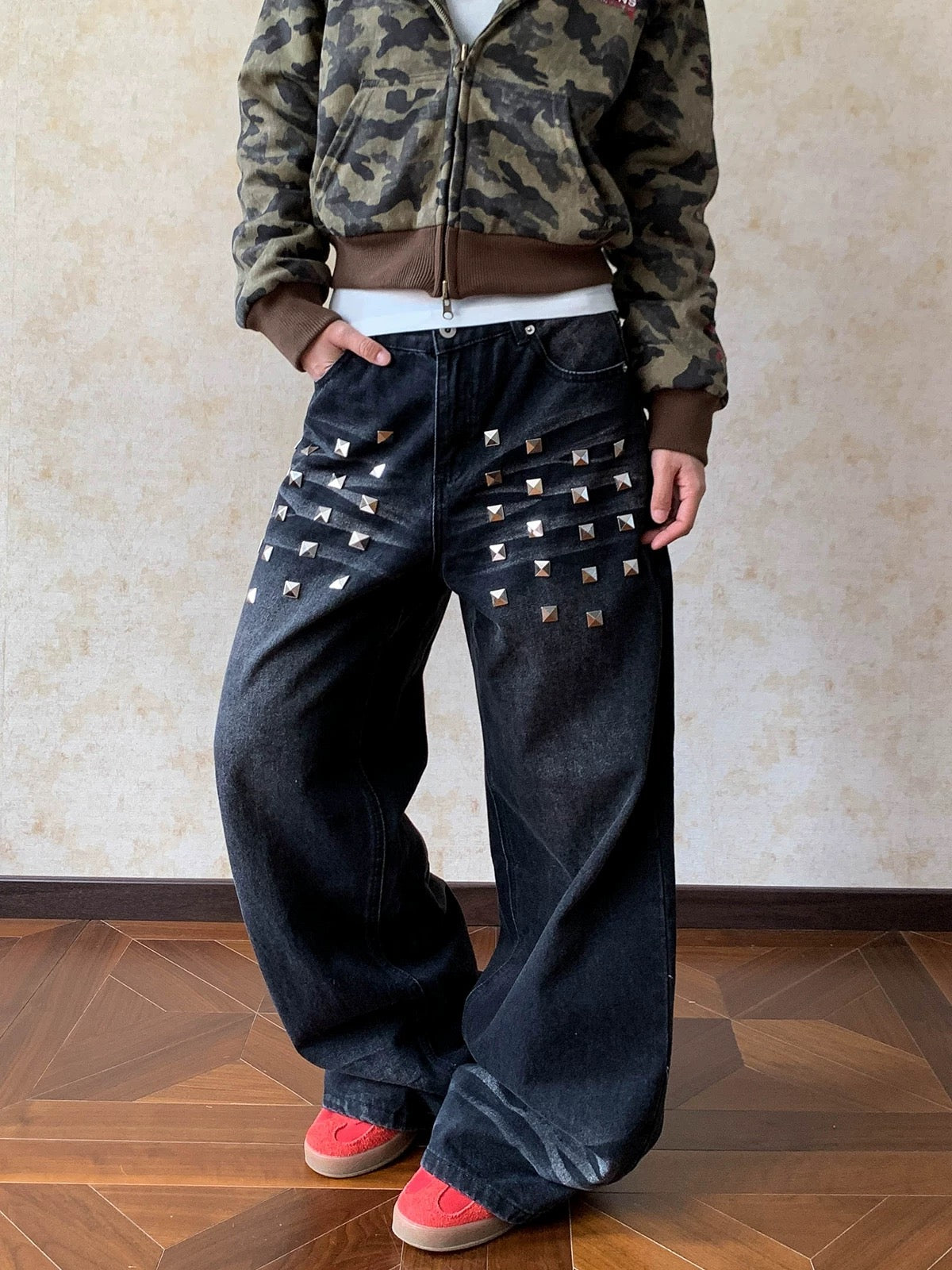 Studded Wide Leg Jeans