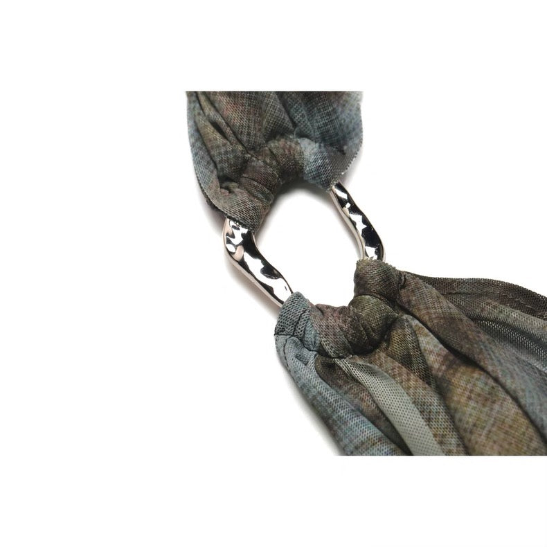 JYOSEI Leopard Print Flowy Backless Ring Detail Cowl Top