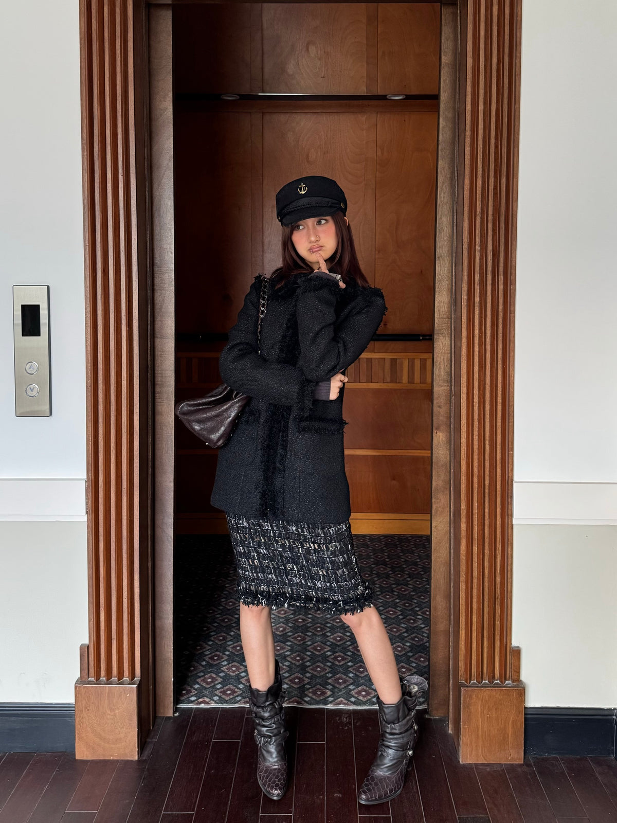 Andivogels Shimmering Tweed Midi Skirt