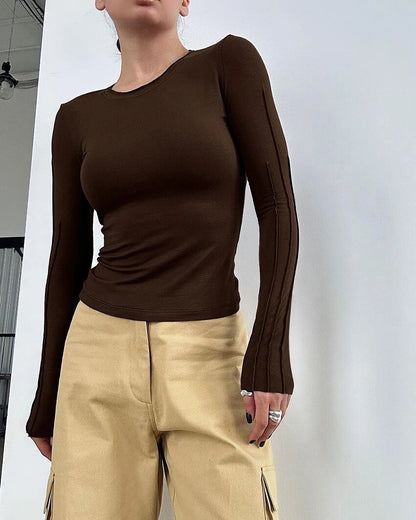 Fitted Long Sleeve Top With Seams