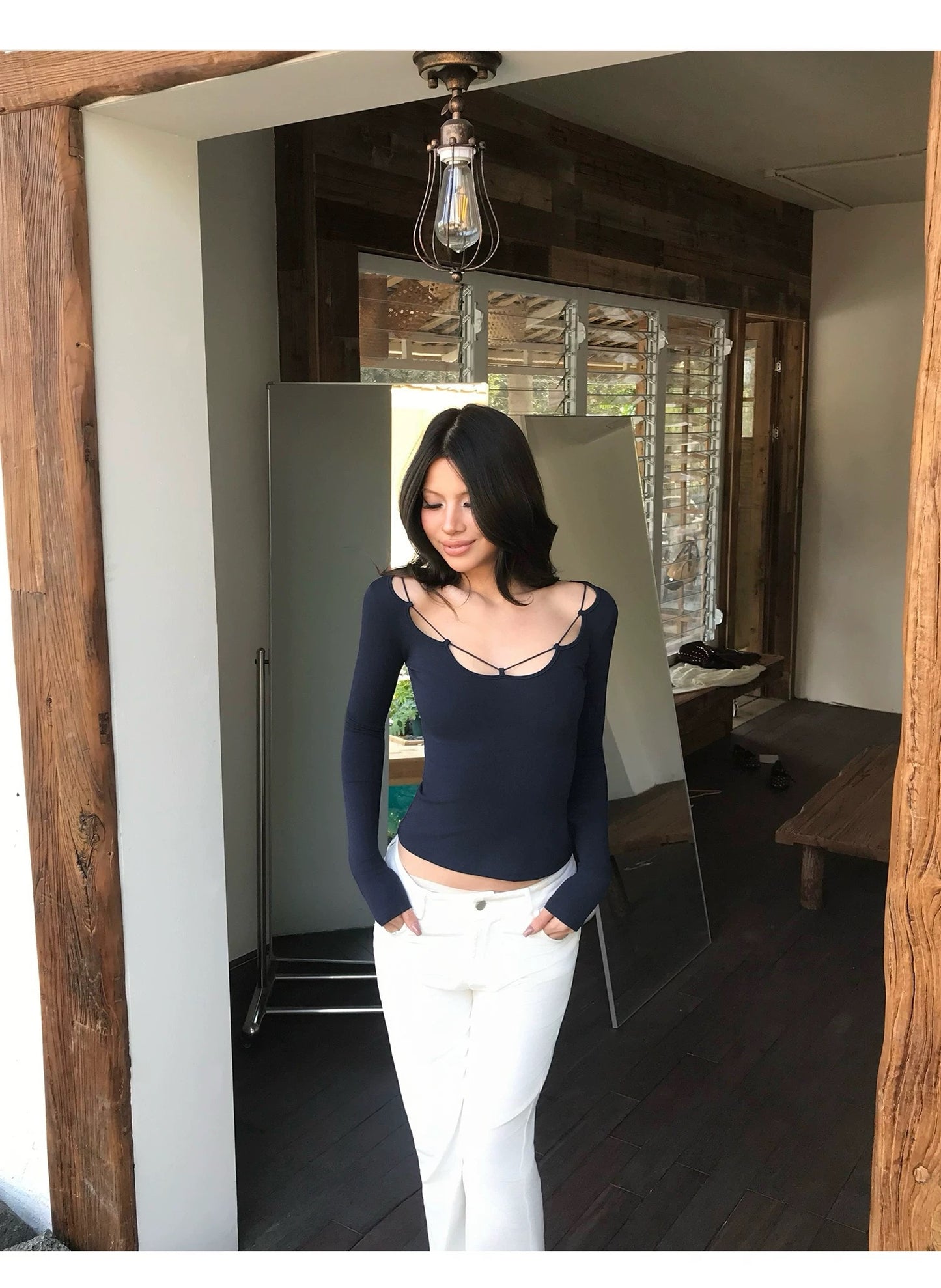 Petal Neck Long Sleeve Top
