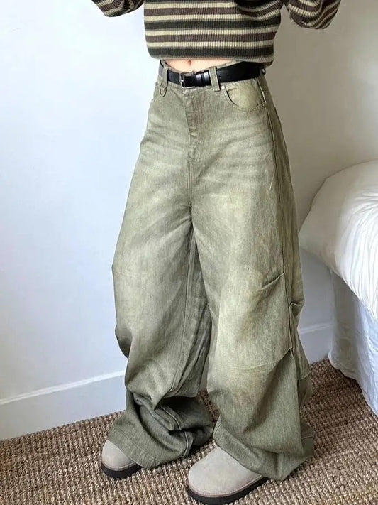 High Waist Beige Wash Jeans