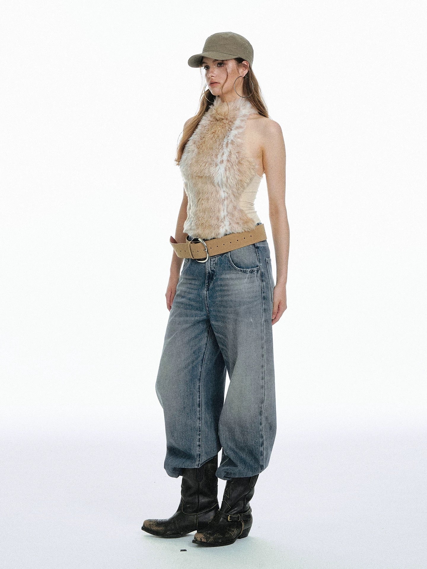 Faux Fur Halter Neck Top