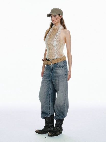 Faux Fur Halter Neck Top