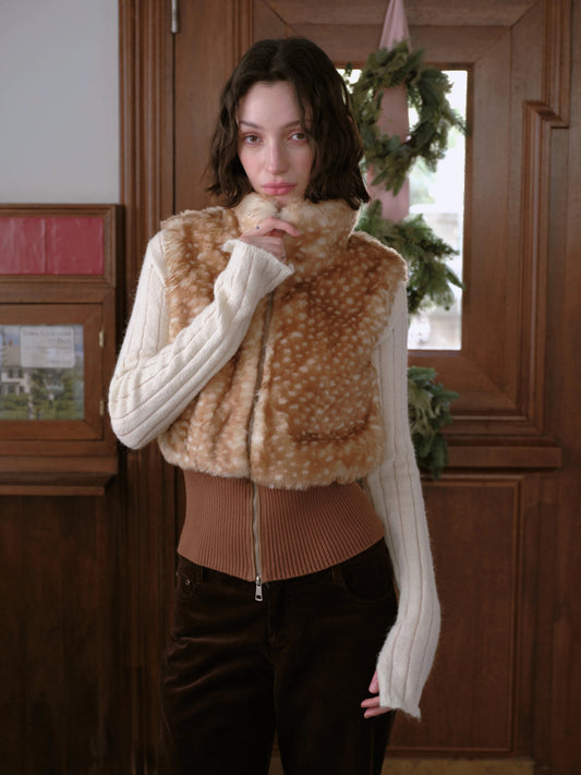 DKZ Bambi Zip Up Faux Fur Gilet