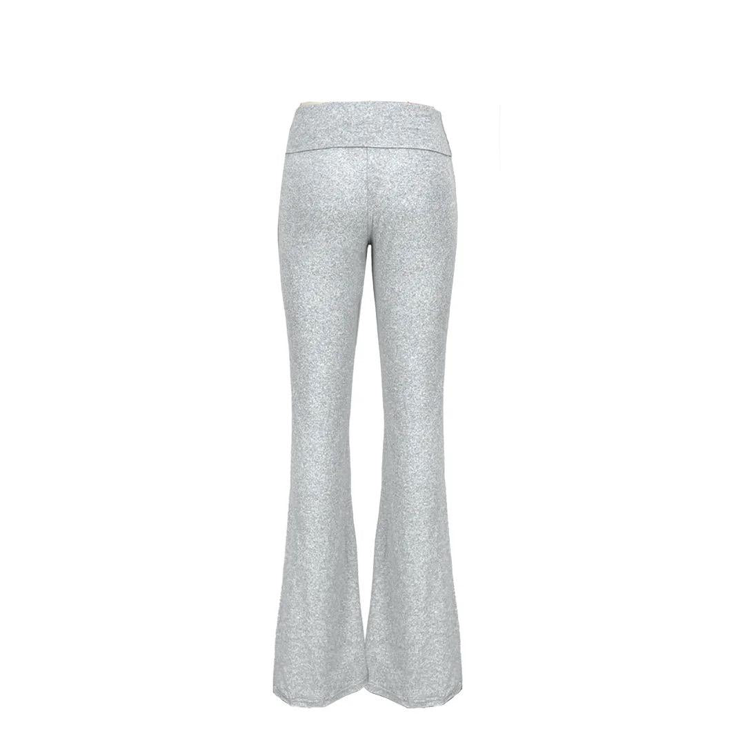 Grey Marl Fold Over Trousers