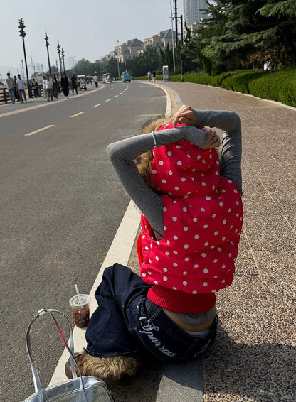 (Pre-Order) CGGA Polka Dot Cropped Puffer Jacket