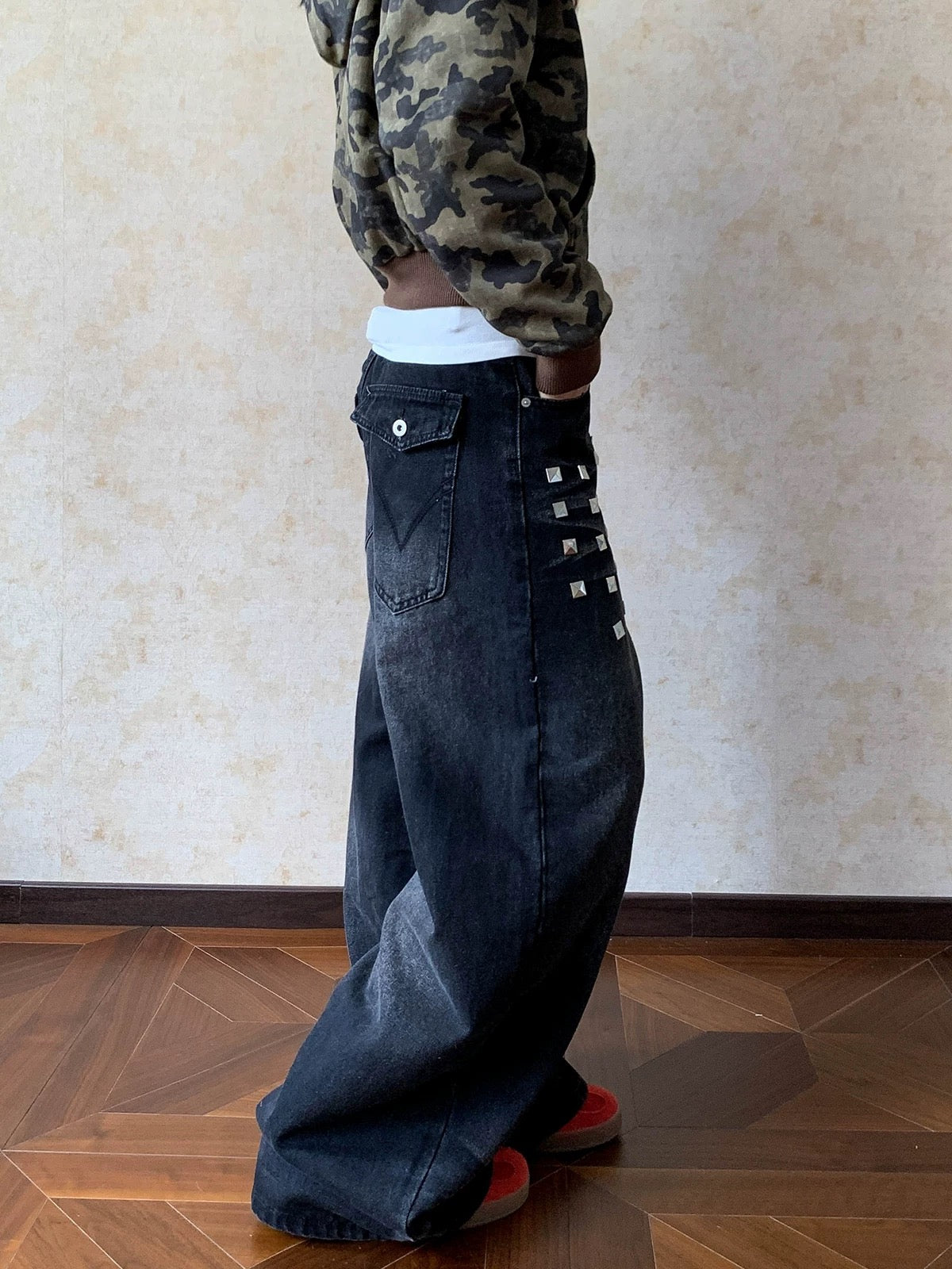 Studded Wide Leg Jeans