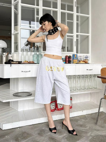 VACANCES Grey Marl Printed Longline Jogger Short
