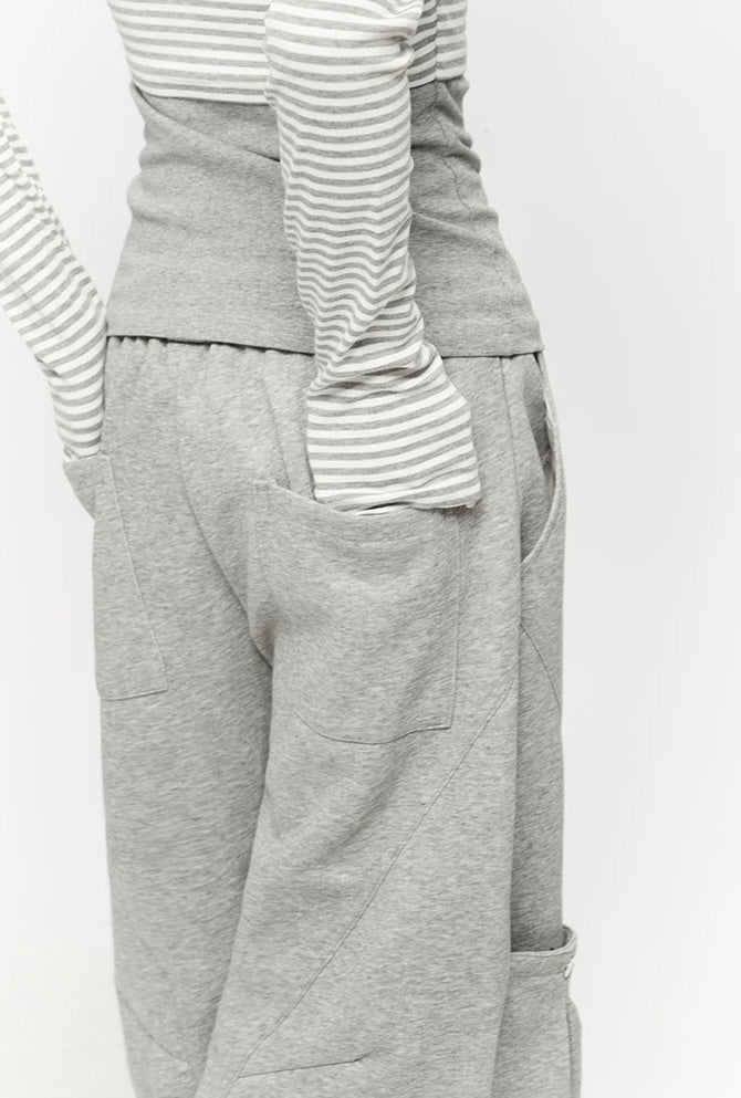 Light Grey Wide Leg Cargo Joggers