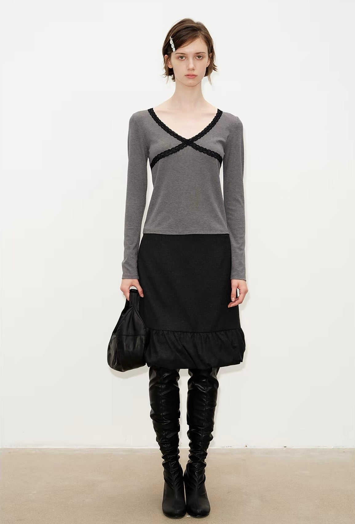SOLWEIGE Ruffle Hem Midi Skirt