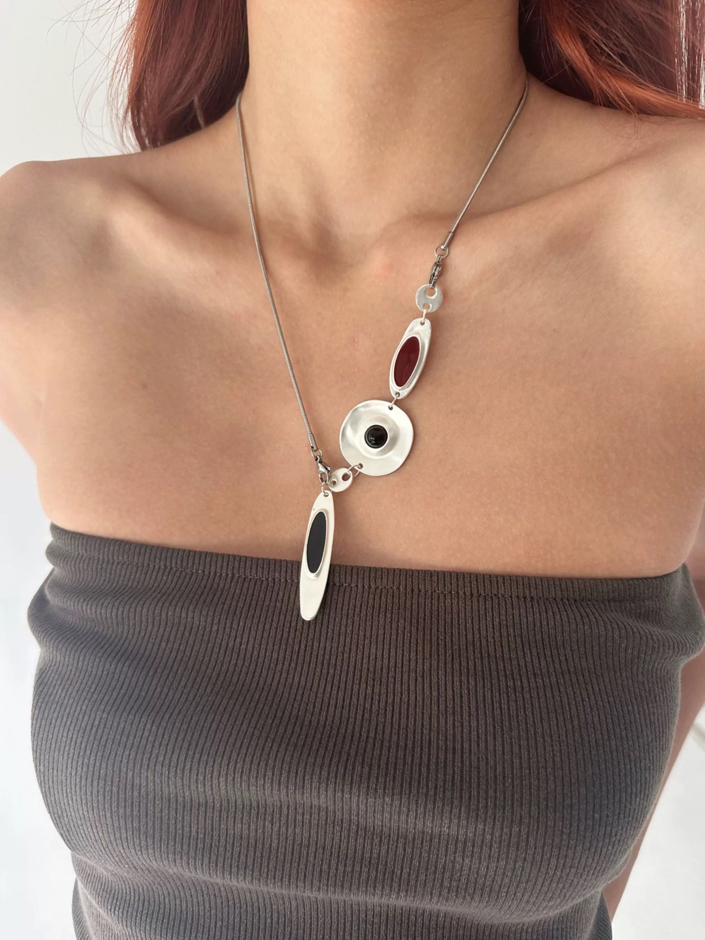 Vintage Style Silver Long Pendant Necklace