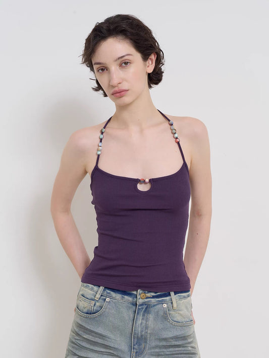 Purple Beaded Tank Top