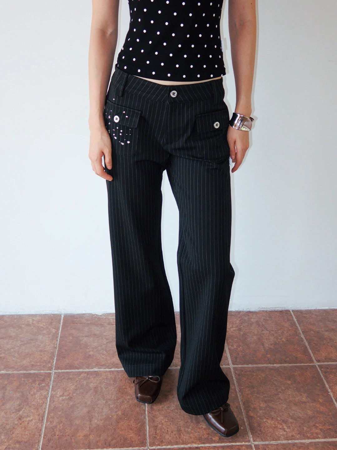 FunkyFun Embellished PinStripe Trousers