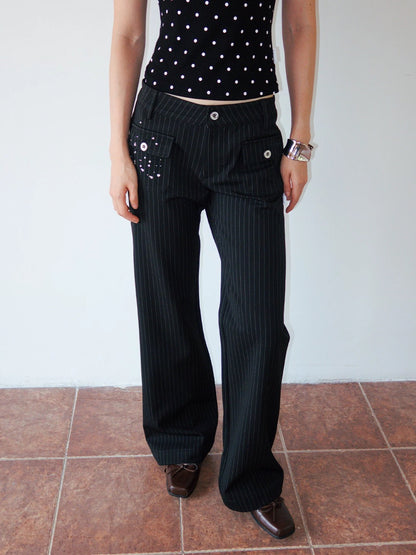 FunkyFun Embellished PinStripe Trousers