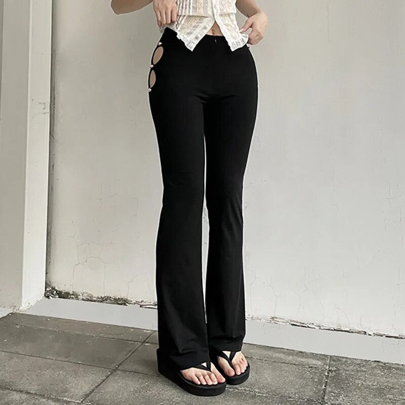 Cut Out Trousers With Rose detail