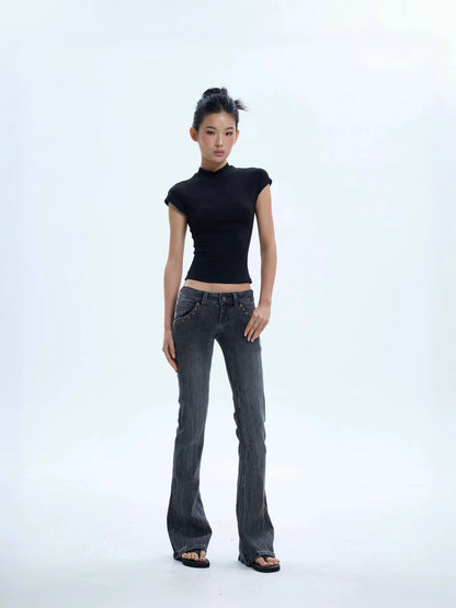 (Pre-Order) Veryrareme Retro Low Waisted Studded Flared Jeans