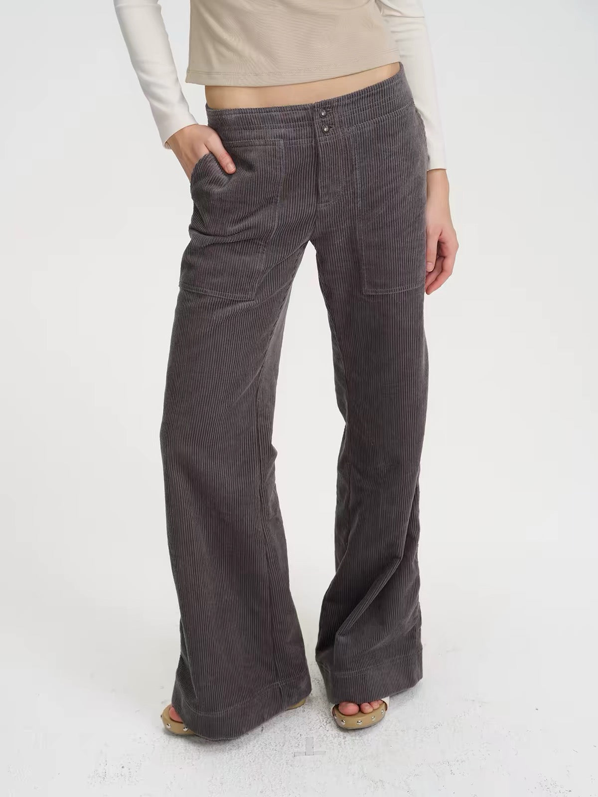 SOLWEIGE Retro Corduroy Low Rise Trousers