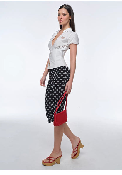 Bum Studios Puff Sleeve Corset Hook Eye Blouse