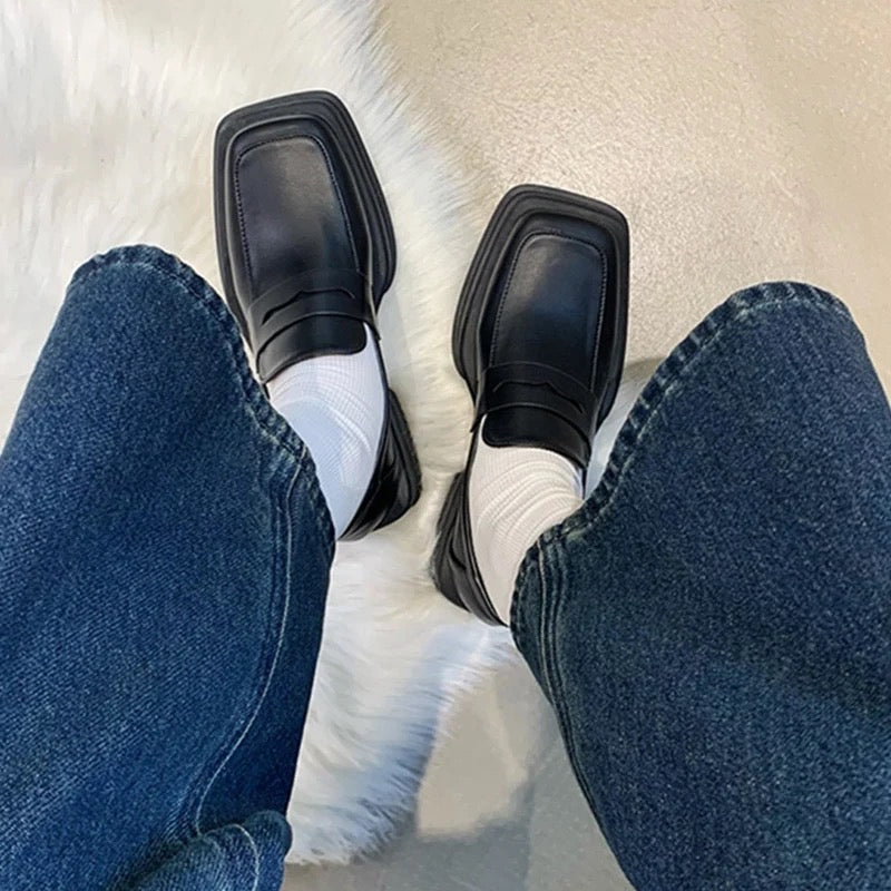 Chunky Square Toe Loafers