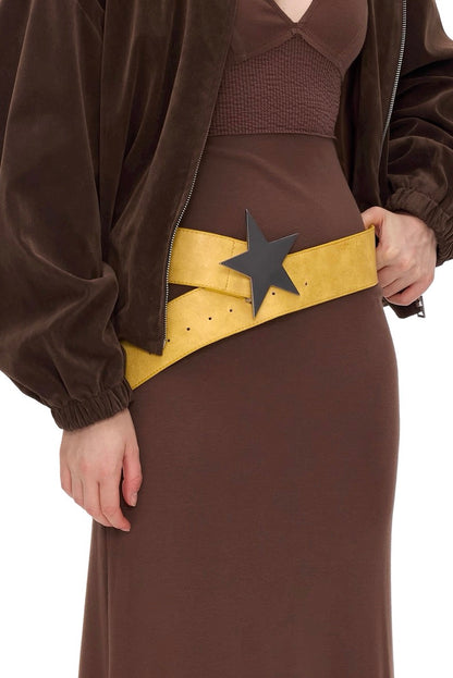 BlingCharm Yellow Faux Leather Star Belt