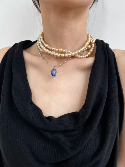 Gem & Pearl Layered Necklace Set